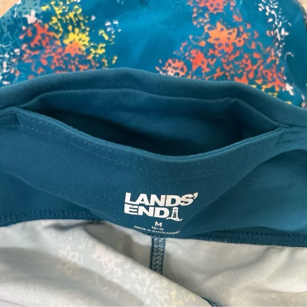 Lands' End Repreve Active Outdoor Pant Teal Tye Dye Floral Womens Medium 10-12